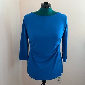 Ann Taylor Blue Crepe Knit Top